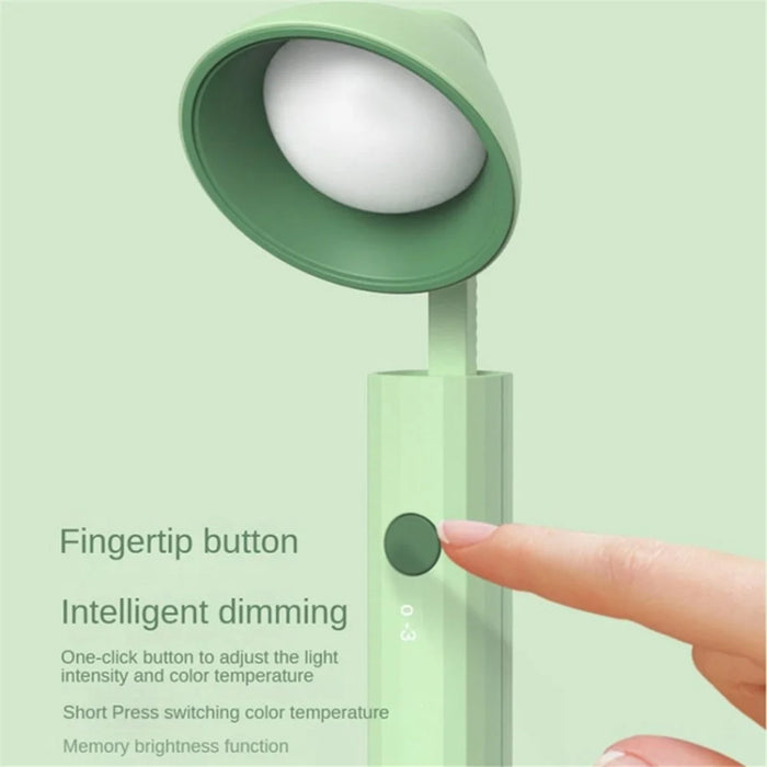 Foldable Desk Lamp Flashlight Shape 3 Brightness Adjustable Magnetic Night Lamp, Round Lamp Cap - Green - 4