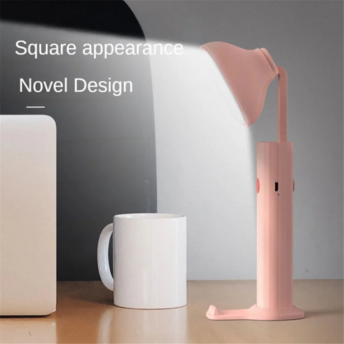 Foldable Desk Lamp Flashlight Shape 3 Brightness Adjustable Magnetic Night Lamp, Round Lamp Cap - Green - 7