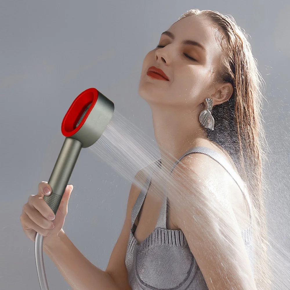 Handheld Shower Head with Massage Scrubber VC Carbon Fiber Filter Plastic Shower Head - Light Yellow - 3