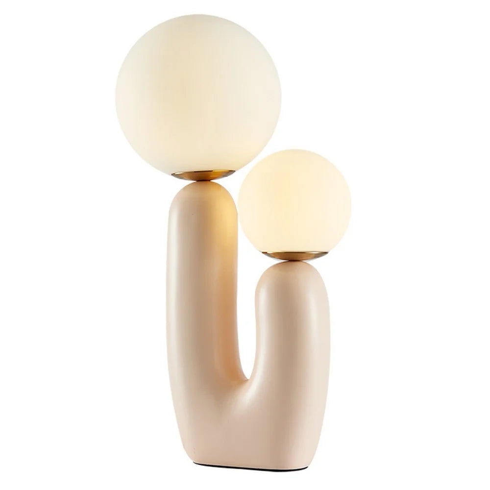 Creative Art Living Room Table Lamp Bedside Bedroom Double Head Table Light, EU Plug - Pink - 1