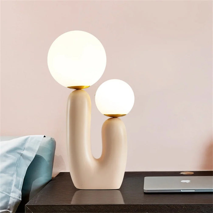 Creative Art Living Room Table Lamp Bedside Bedroom Double Head Table Light, EU Plug - Pink - 7