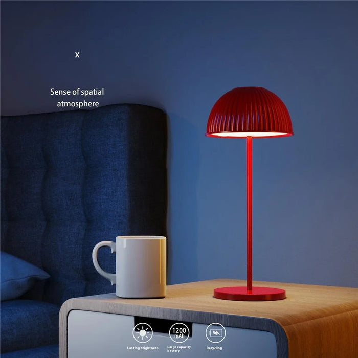 LS-8965 Three Color Temperature Shell Table Lamp Touch Control Atmosphere Desk Light - Red - 2