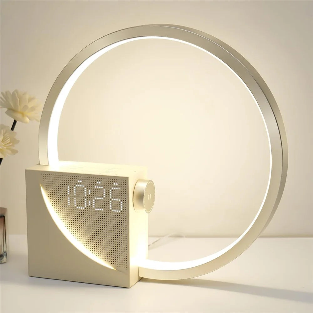 AJ300D Multi-Function Desk Lamp Alarm Clock White Noise Touch Control Wake-Up Light, EU Plug - 1