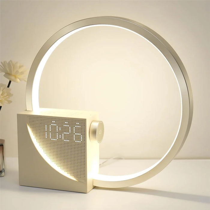 AJ300D Multi-Function Desk Lamp Alarm Clock White Noise Touch Control Wake-Up Light, EU Plug - 1