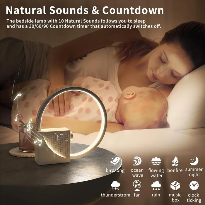 AJ300D Multi-Function Desk Lamp Alarm Clock White Noise Touch Control Wake-Up Light, EU Plug - 3