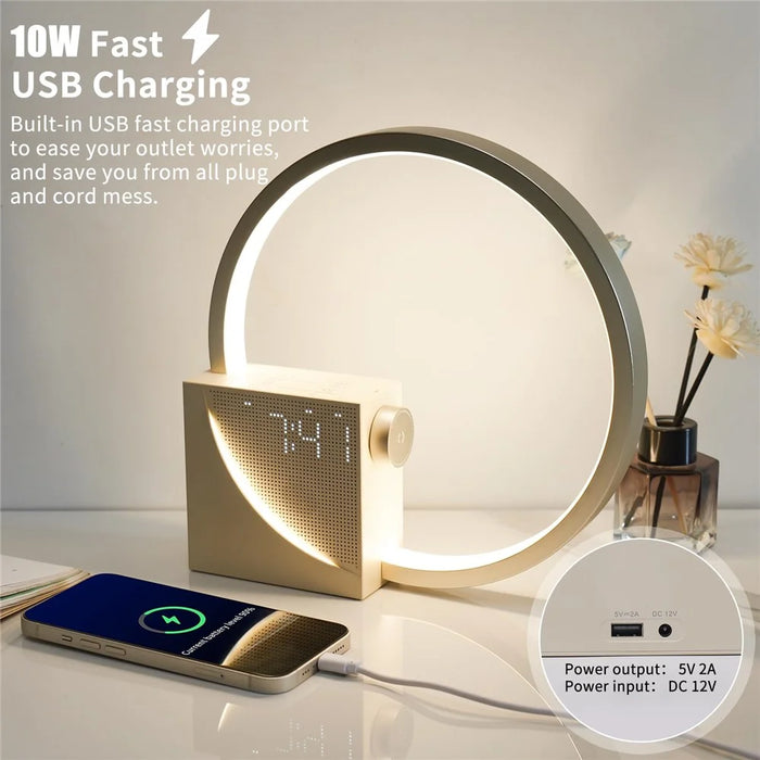 AJ300D Multi-Function Desk Lamp Alarm Clock White Noise Touch Control Wake-Up Light, EU Plug - 5