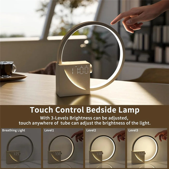 AJ300D Multi-Function Desk Lamp Alarm Clock White Noise Touch Control Wake-Up Light, EU Plug - 6