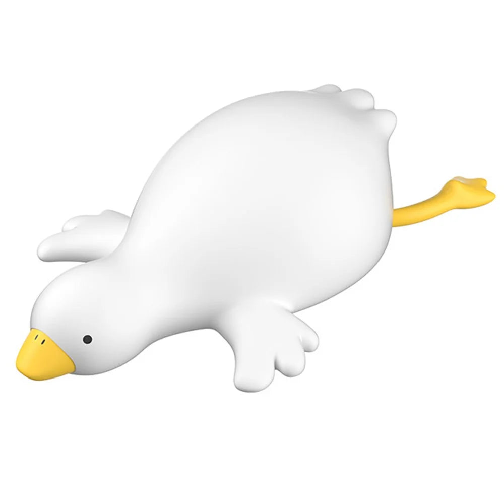 D19 White Goose Night Light Children Bedside Silicone Tap Light Fun Ornament - 1