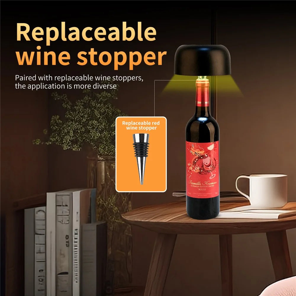 F12 3 in 1 Mushroom Shape Mood Light Wine Bottle Cork Lamp Dimmable Table Lamp - Black - 3