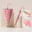 Automatic 24 Ribs Rain Umbrella Water Activated Flower Pattern Straight Umbrella with Curved Handle - Rouge Pink - 2