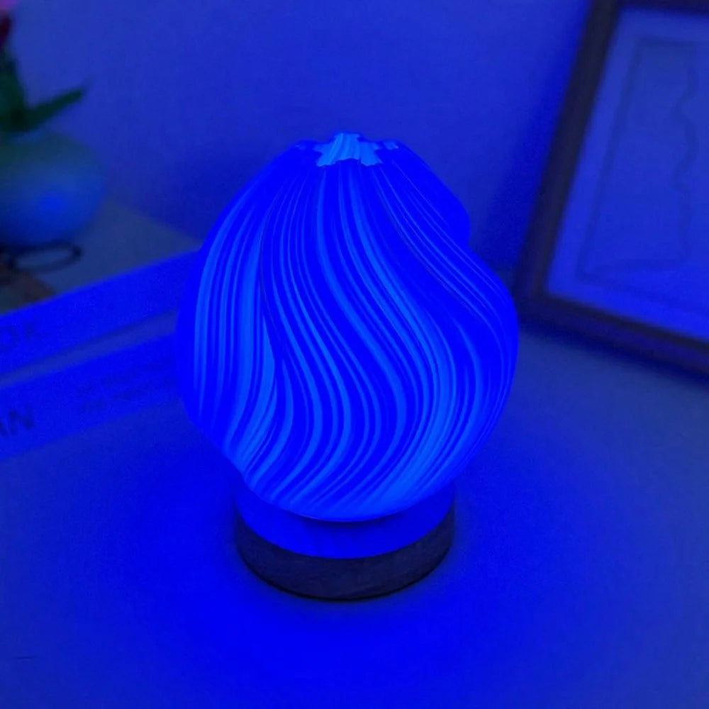 Creative Wooden Nordic Table Lamp Flower Bud Light 16 Color Ambiance Lamp with Remote Control - 5
