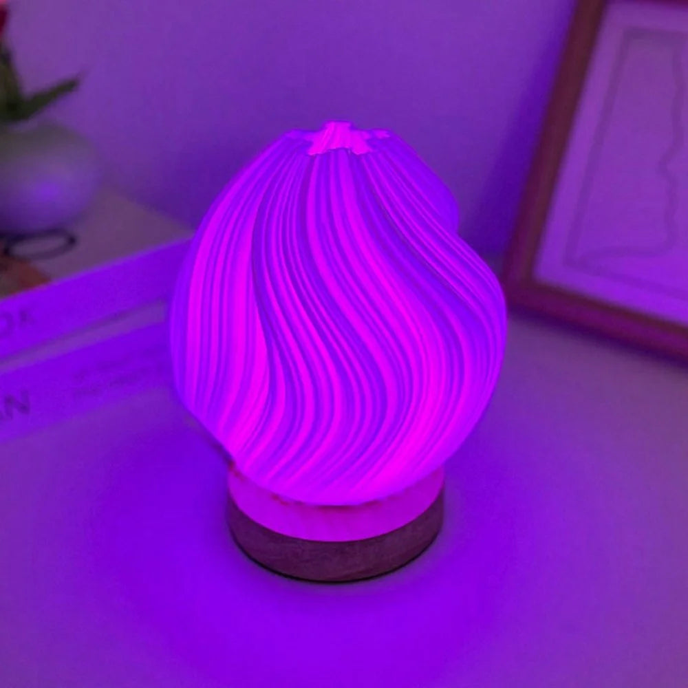 Creative Wooden Nordic Table Lamp Flower Bud Light 16 Color Ambiance Lamp with Remote Control - 6