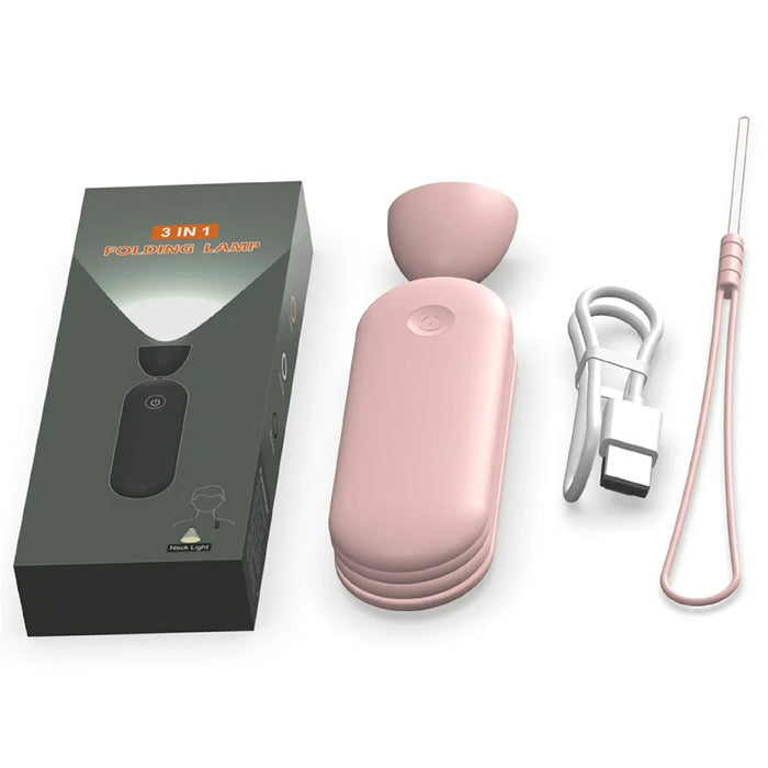 F18 Foldable Neck Light LED Reading Lamp Rechargeable Outdoor Sports Repair Work Study Illumination Light - Pink - 1