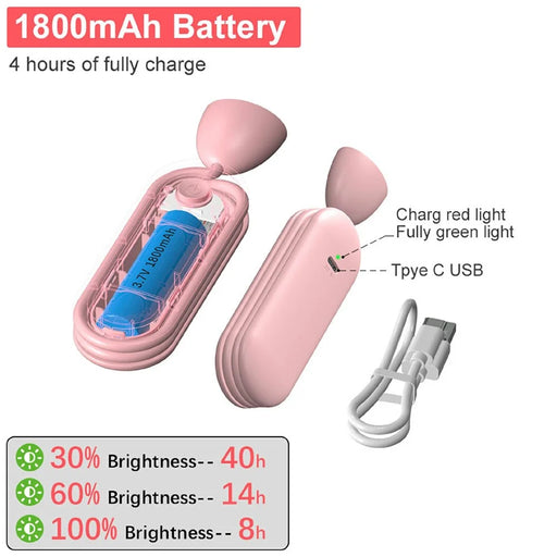 F18 Foldable Neck Light LED Reading Lamp Rechargeable Outdoor Sports Repair Work Study Illumination Light - Pink - 2