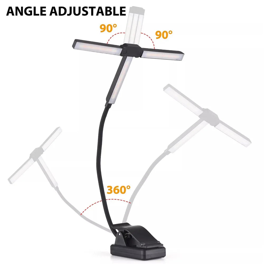90 Degree Adjustable Dual Head Reading Lamp Foldable Clip On Book Light for Office Study Room - 5