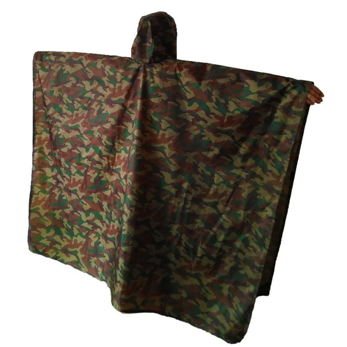 3 in 1 Function Hiking Climbing Waterproof Rain Poncho Floor Mat Canopy with Storage Bag - Army Green Camouflage - 1