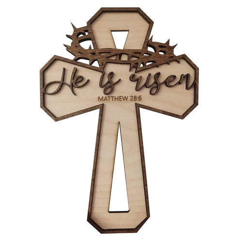 Easter Cross Design Door Hanger Ornament Wooden Sign Front Porch Decor - 1