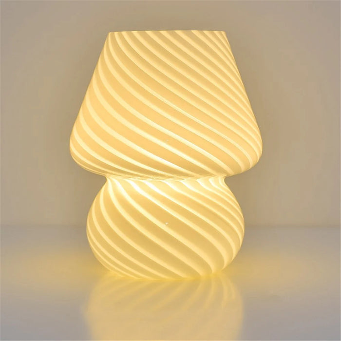 TA-033 Mushroom Lamp Glass Table Bedside Lamp INS Sleeping Night Light (Not Dimmable) - Stripe White - 1