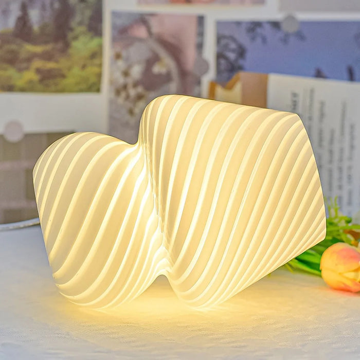 TA-033 Mushroom Lamp Glass Table Bedside Lamp INS Sleeping Night Light (Not Dimmable) - Stripe White - 2