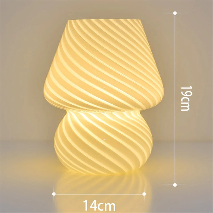 TA-033 Mushroom Lamp Glass Table Bedside Lamp INS Sleeping Night Light (Not Dimmable) - Stripe White - 5