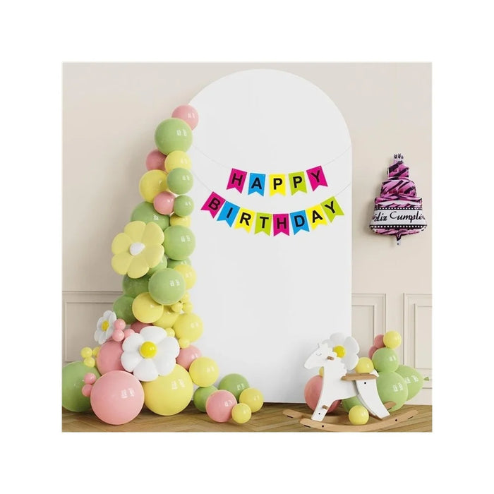 Elastic U-Shaped Arch Door Cloth Cover Decorative Backdrop for Birthday Party Wedding, 120x50cm - White - 5