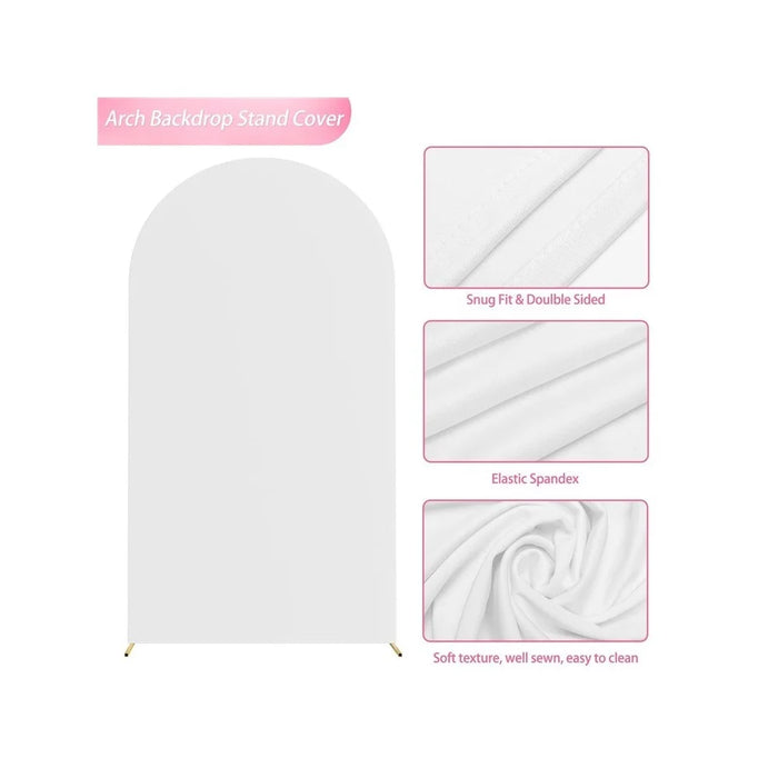 Elastic U-Shaped Arch Door Cloth Cover Decorative Backdrop for Birthday Party Wedding, 120x50cm - White - 7