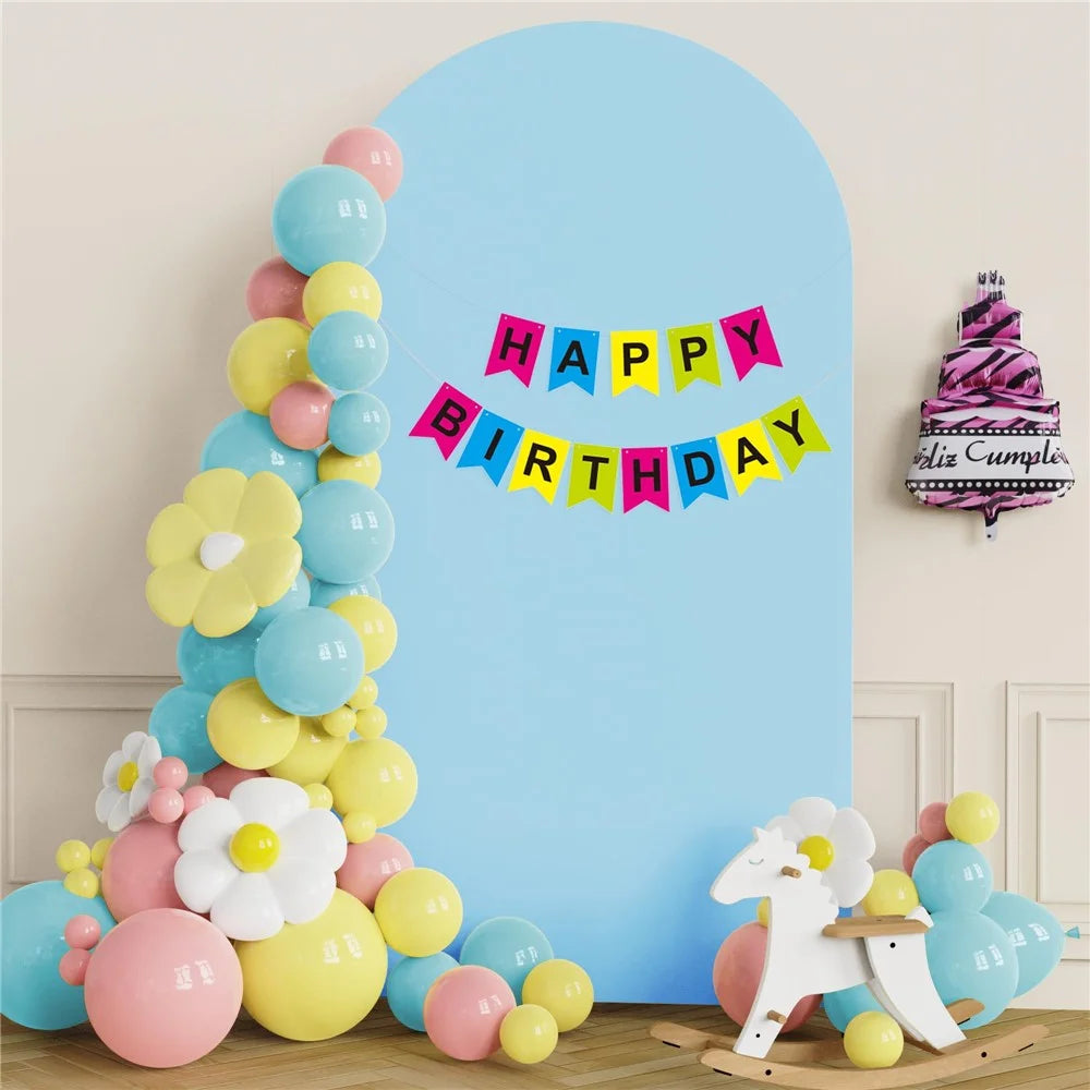 Elastic U-Shaped Arch Door Cloth Cover Decorative Backdrop for Birthday Party Wedding, 180x80cm - Sky Blue - 3