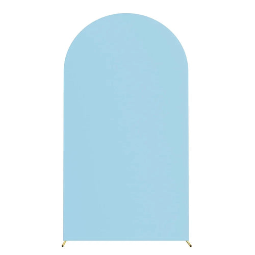Elastic U-Shaped Arch Door Cloth Cover Decorative Backdrop for Birthday Party Wedding, 200x100cm - Sky Blue - 1