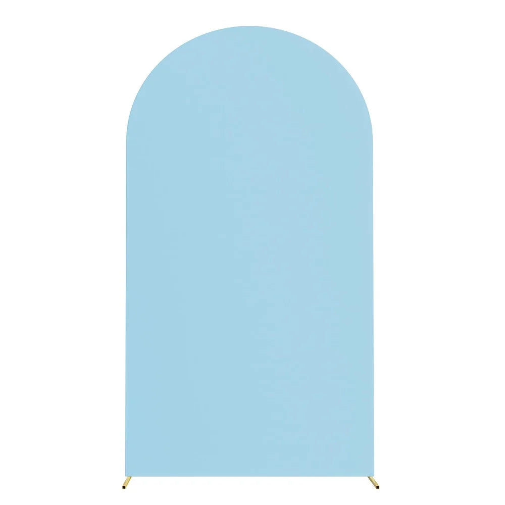 Elastic U-Shaped Arch Door Cloth Cover Decorative Backdrop for Birthday Party Wedding, 200x100cm - Sky Blue - 1