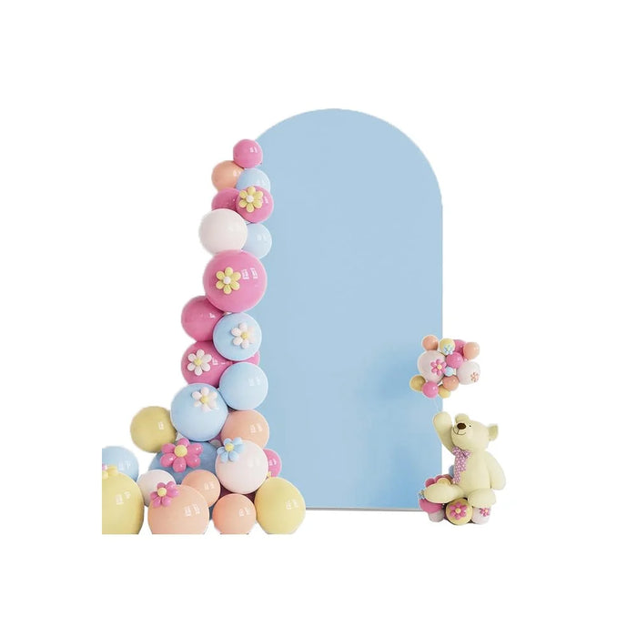 Elastic U-Shaped Arch Door Cloth Cover Decorative Backdrop for Birthday Party Wedding, 200x100cm - Sky Blue - 2