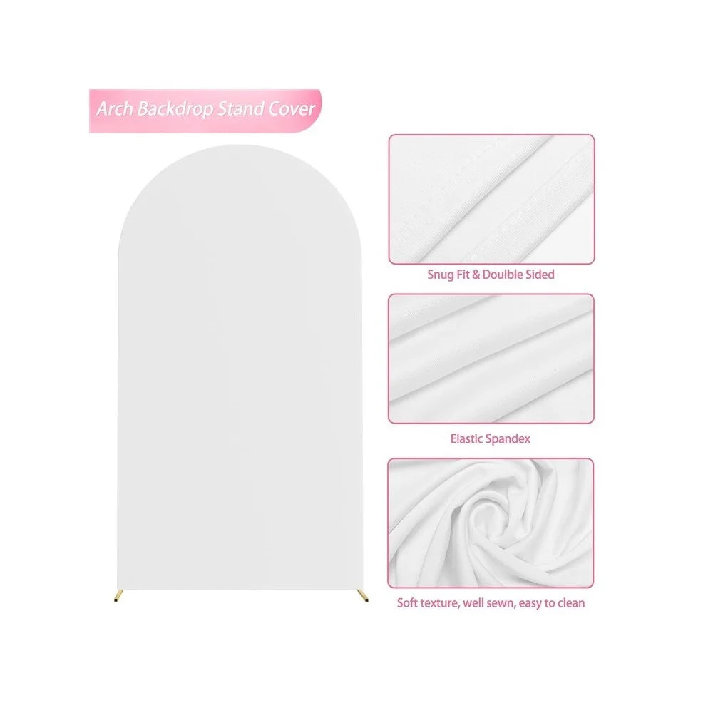 Elastic U-Shaped Arch Door Cloth Cover Decorative Backdrop for Birthday Party Wedding, 220x120cm - White - 7