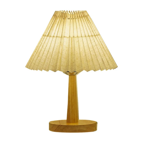 TA-016 Touch Control Table Lamp Pleated Shade Night Lamp 1600mAh Bedside Desk Lamp for Bedroom Living Room - Light Yellow Lampshade - 1