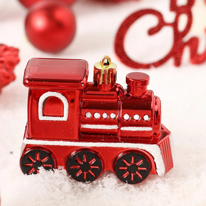 65Pcs / Set Christmas Tree Ornaments Painted Ball Set Decorative Hanging Baubles for Holiday Gift - Red+White - 4