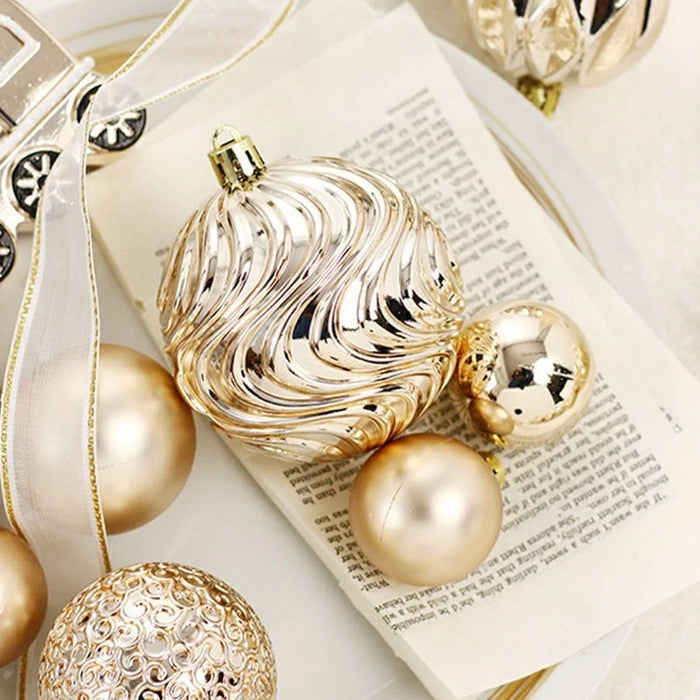 65Pcs / Set Christmas Tree Ornaments Painted Ball Set Decorative Hanging Baubles for Holiday Gift - Red+White - 5
