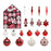 73Pcs / Set Christmas Ornaments Set Xmas Painted Ball Hanging Baubles Holiday Gift Decorations - Red+White - 1