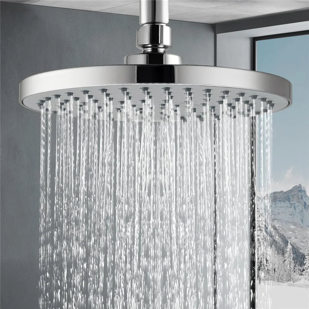 9 Inch Silver Rainfall Shower Head 360 Degree Adjustable High Pressure Bathroom Shower Top Sprayer - 5