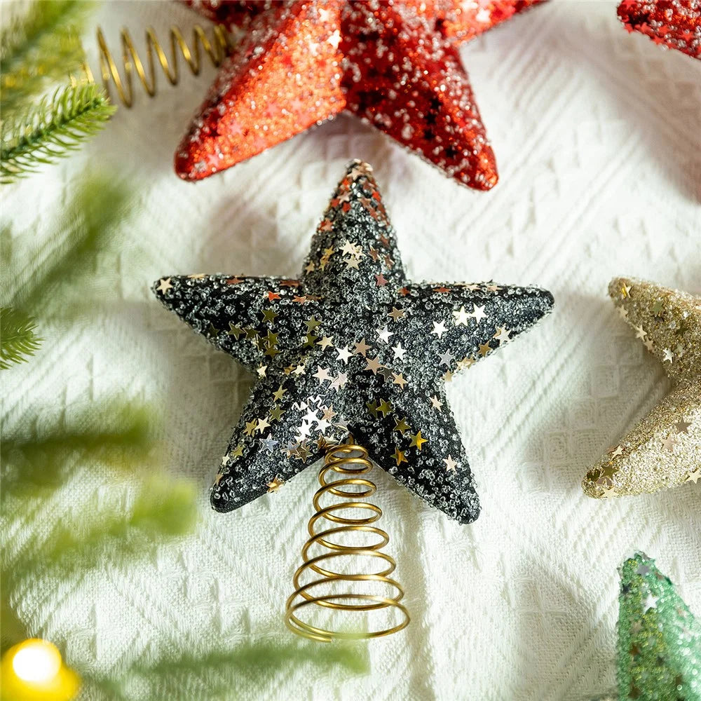 Christmas Tree Topper Foam Star Ornament Holiday Decoration Festive Home Decor, Small Size - Champagne - 2
