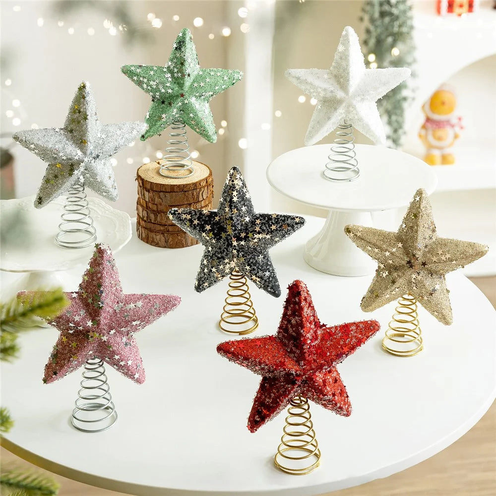 Christmas Tree Topper Foam Star Ornament Holiday Decoration Festive Home Decor, Small Size - Champagne - 3