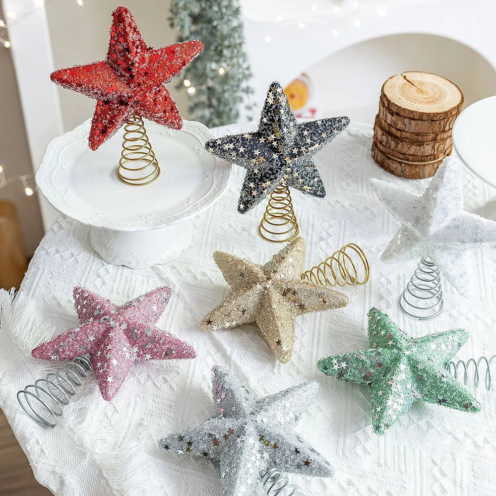 Christmas Tree Topper Foam Star Ornament Holiday Decoration Festive Home Decor, Large Size - Champagne - 4