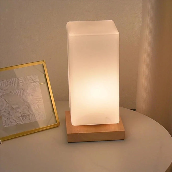 TA-004 Stepless Dimming Table LED Light Bedroom Bedside Wood Decor Night Light 3W Warm Light Night Lamp - Square Column - 3