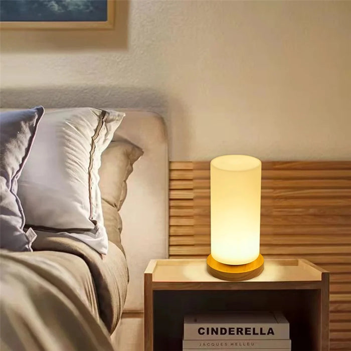 TA-004 Stepless Dimming Table LED Light Bedroom Bedside Wood Decor Night Light 3W Warm Light Night Lamp - Square Column - 6