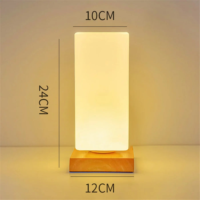TA-004 Stepless Dimming Table LED Light Bedroom Bedside Wood Decor Night Light 3W Warm Light Night Lamp - Square Column - 7