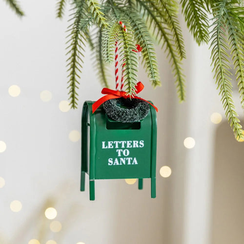 Christmas Wreath Mailbox Ornament Iron Art Decoration For Christmas Tree Table Ambiance Setting - Green - 1