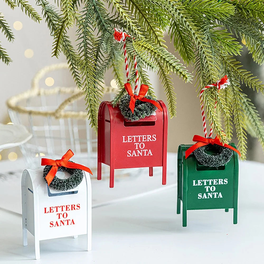 Christmas Wreath Mailbox Ornament Iron Art Decoration For Christmas Tree Table Ambiance Setting - Green - 4