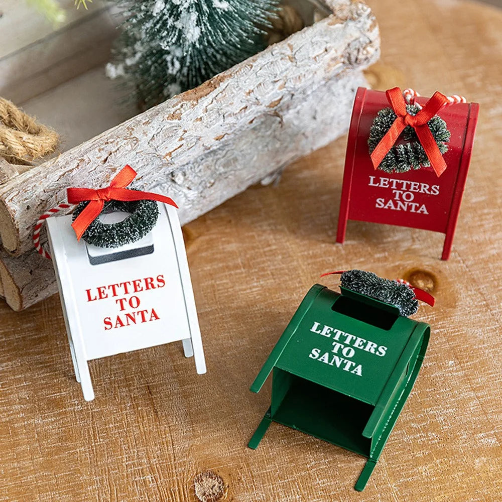 Christmas Wreath Mailbox Ornament Iron Art Decoration For Christmas Tree Table Ambiance Setting - Green - 5