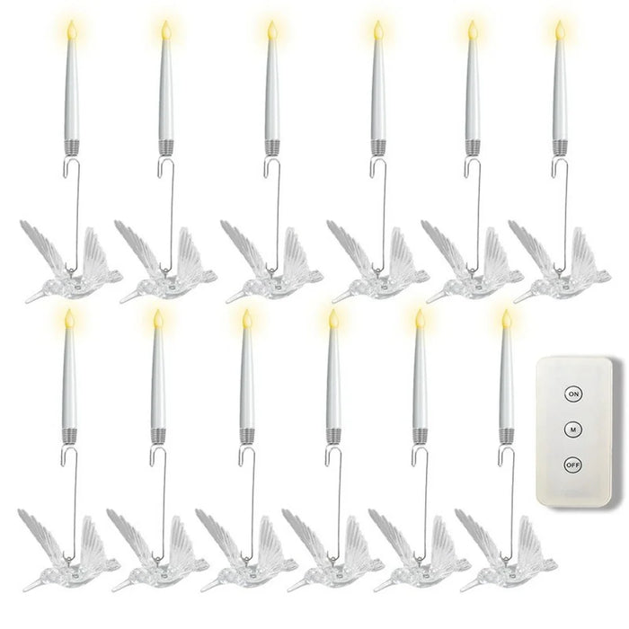 12 LED Electronic Candle Lights Christmas Tree Ornaments String Fairy Lights with Remote Control - Flying Bird - 1