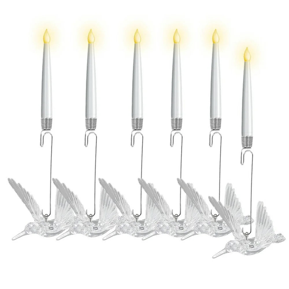 6 LED Electronic Candle Lights Christmas Tree Ornaments String Fairy Lights with Remote Control - Flying Bird - 1