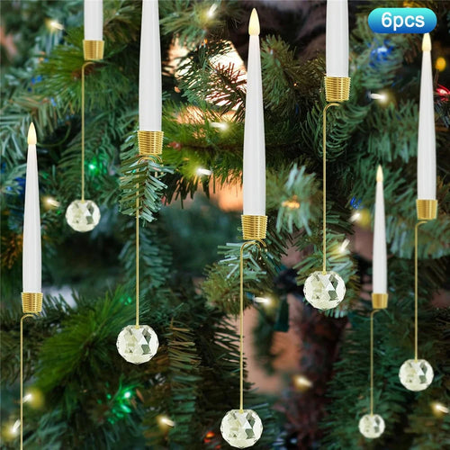 6Pcs Christmas LED Candles Indoor Holiday Ambiance Decorations Tree Ornaments with Remote Control - Crystal Ball - 1