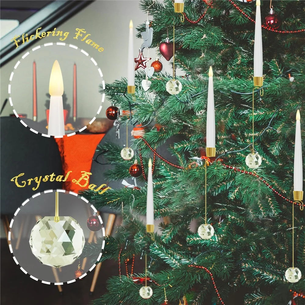 6Pcs Christmas LED Candles Indoor Holiday Ambiance Decorations Tree Ornaments with Remote Control - Crystal Ball - 3