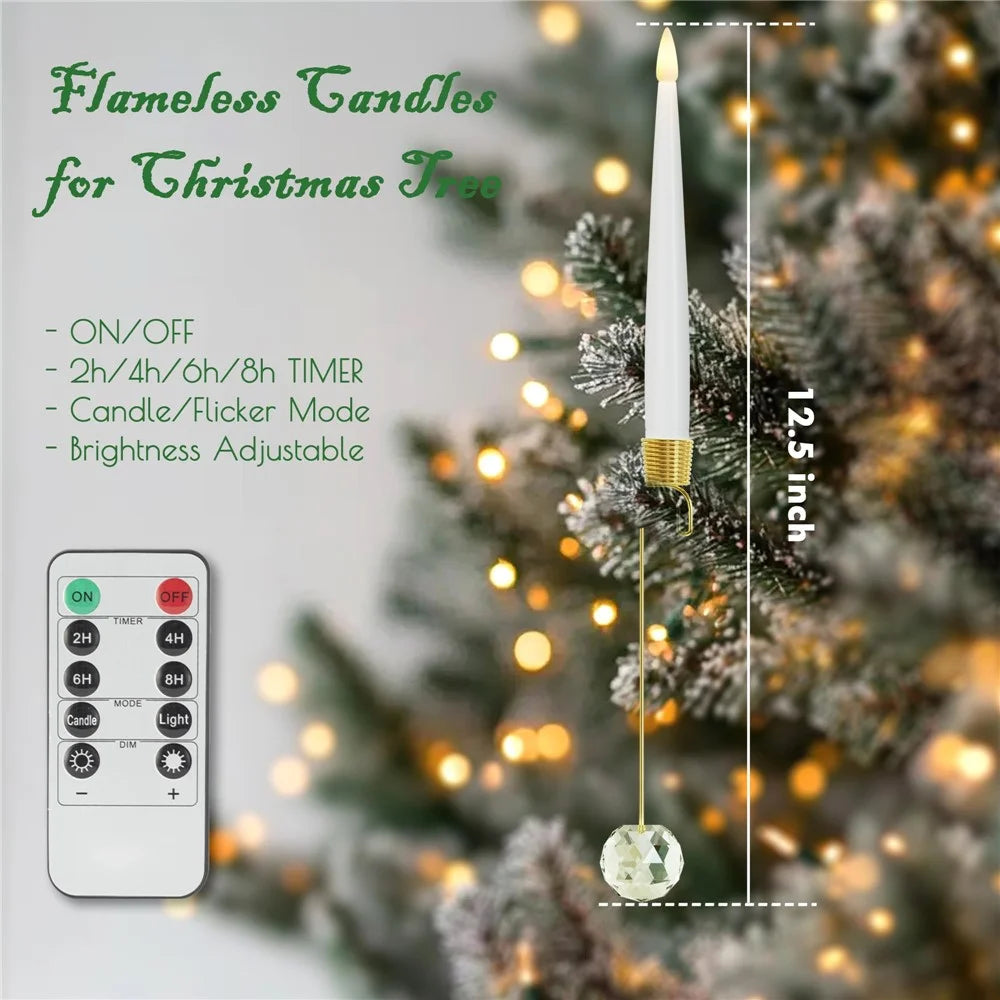 6Pcs Christmas LED Candles Indoor Holiday Ambiance Decorations Tree Ornaments with Remote Control - Crystal Ball - 5